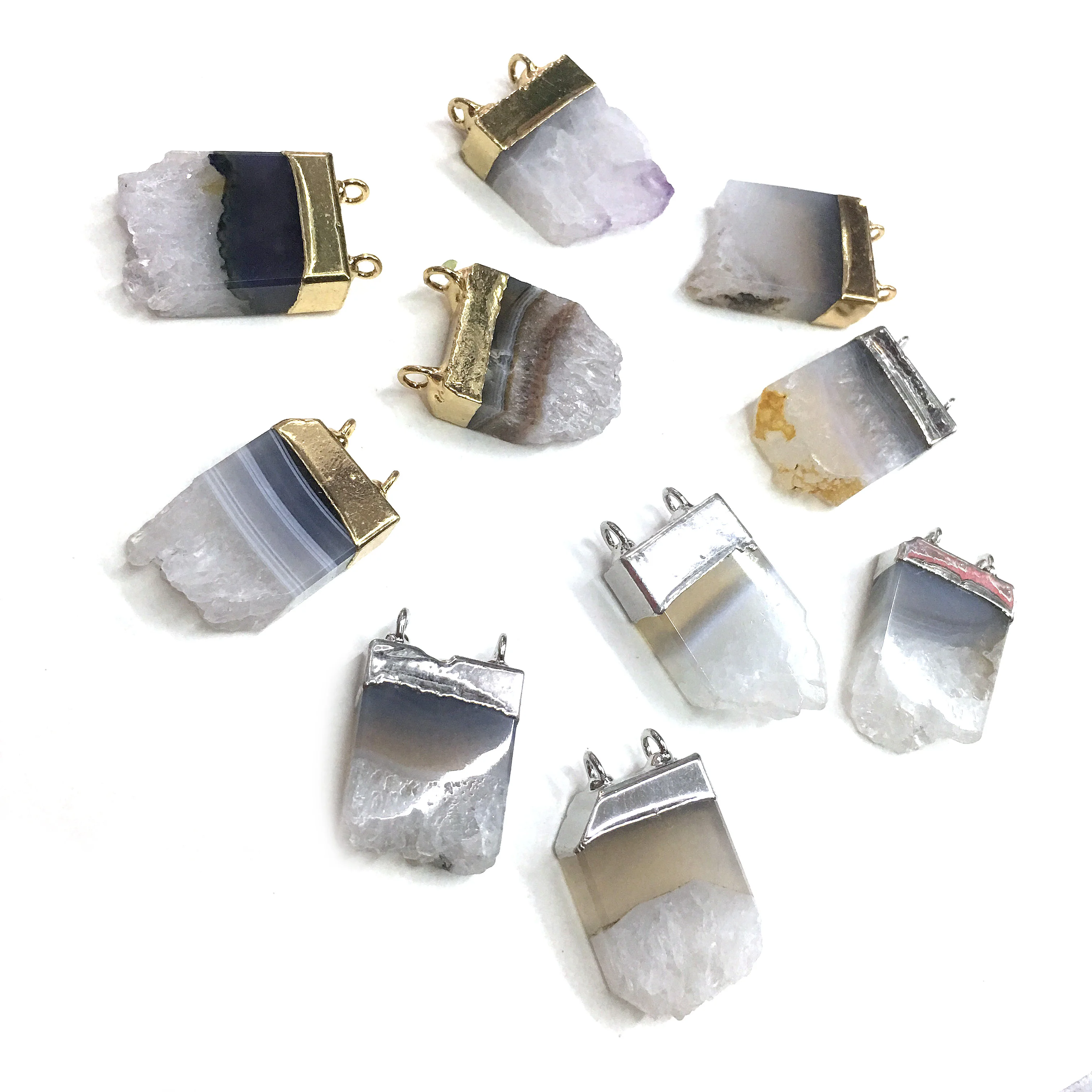 

Natural Agates Pendants Charms Connector Pendants for Jewelry Making DIY Accessories Fit Necklaces Size 18x30mm-18x35mm