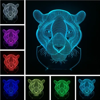 

3D Animal Lion house Decor USB Lamp Toy gift Bedside RC Remote Luminarias 7 Colors Flash Change LED Night Light Gift Lave babay