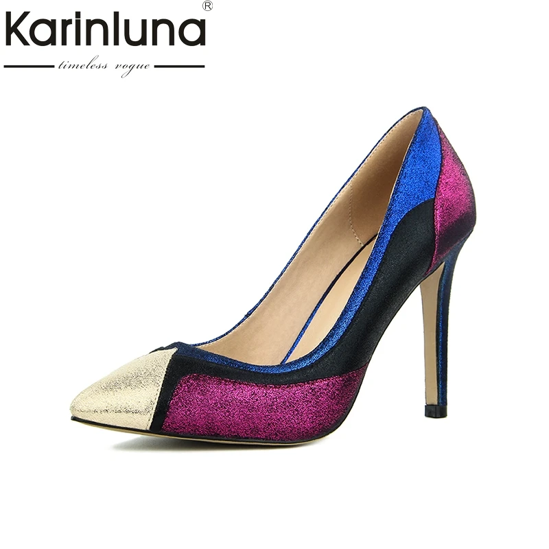 

Karinluna Top Quality Big Size 34-42 Thin High Heels Brand Design Women Shoes Woman Pumps Sexy Patchwork Party Lady Shoes