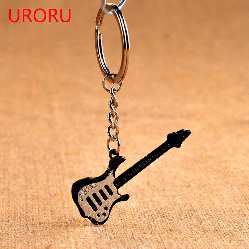 URORU Metal Guitar Key Chain Music Instrument Car Keychain Pendant