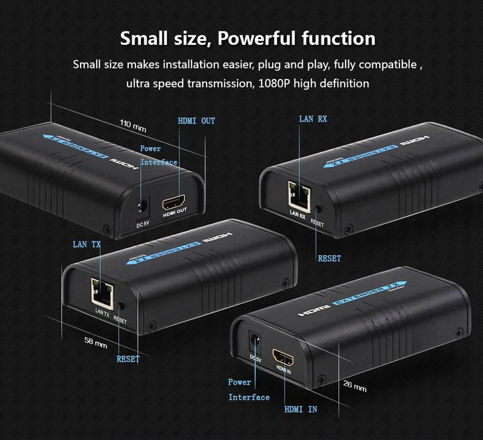 HSV373 HDMI LAN Extender Over TCP IP Via Cat5 5e 6 UTP STP Network Cable Rj45 Full HD HDMI Ethernet Transmitter and Receiver (3)