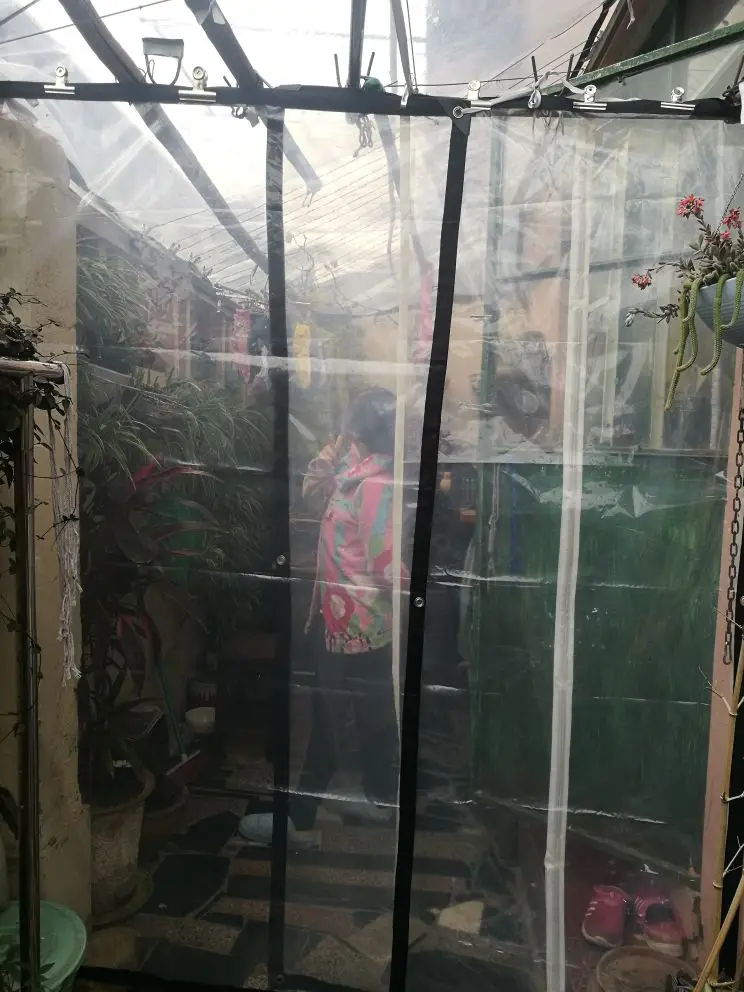 cobertizo de tela Lona transparente a prueba de lluvia lona impermeable a prueba de polvo con ojales PVC para película de aislamiento de balcón cubiertas de hojas de tierra resistente a los rayos 