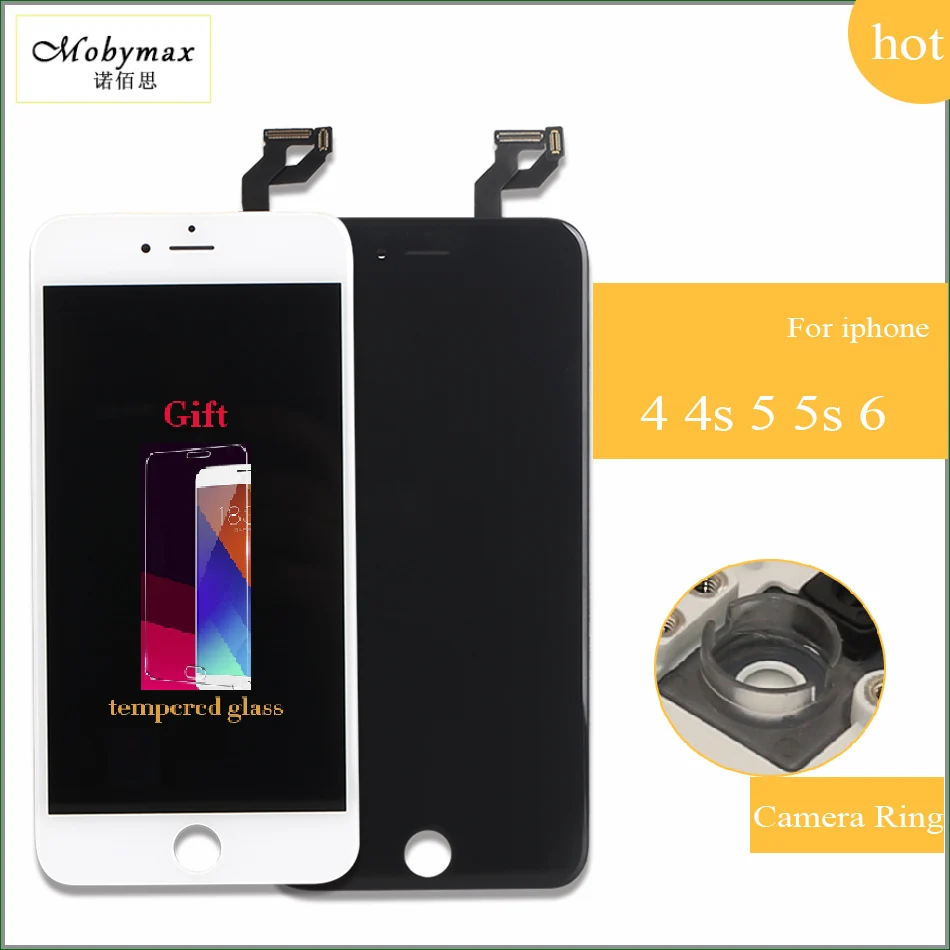 Mobymax Promotion All Test Work LCD Touch Screen For IPhone 4 4s 5 5s 6 Display