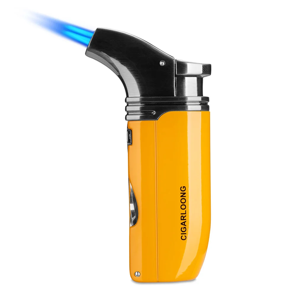 

metal Cigar Torch Turbo Lighter Jet Butane Gas cigarette lighter windproof cigar torch lighter with cutter punch drill CLB-0908