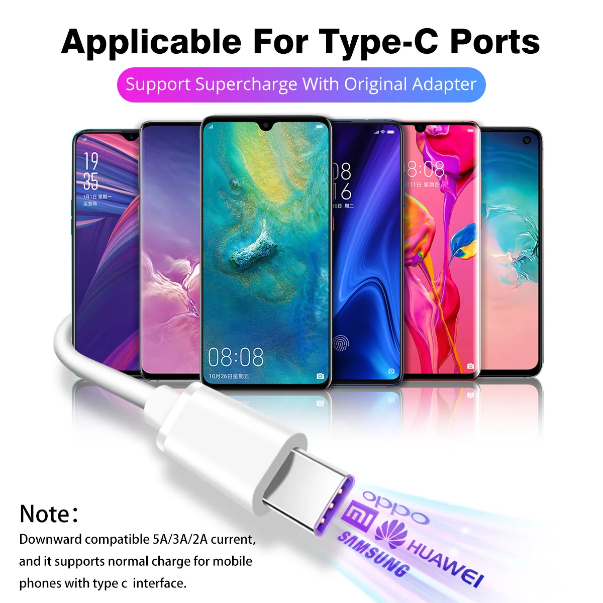 FONKEN 5A type C USB кабель Supercharge USB C быстрое зарядное устройство кабель для телефона type-C Android планшет кабель для передачи данных 1 м Универсальный type-c провода