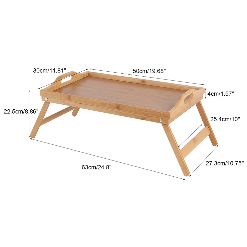Портативный Бамбуковый деревянный поднос для кровати, обеденный стол для чтения, стол для ноутбука, стол для чая, сервировочный стол, раскладной обеденный стол с ножками