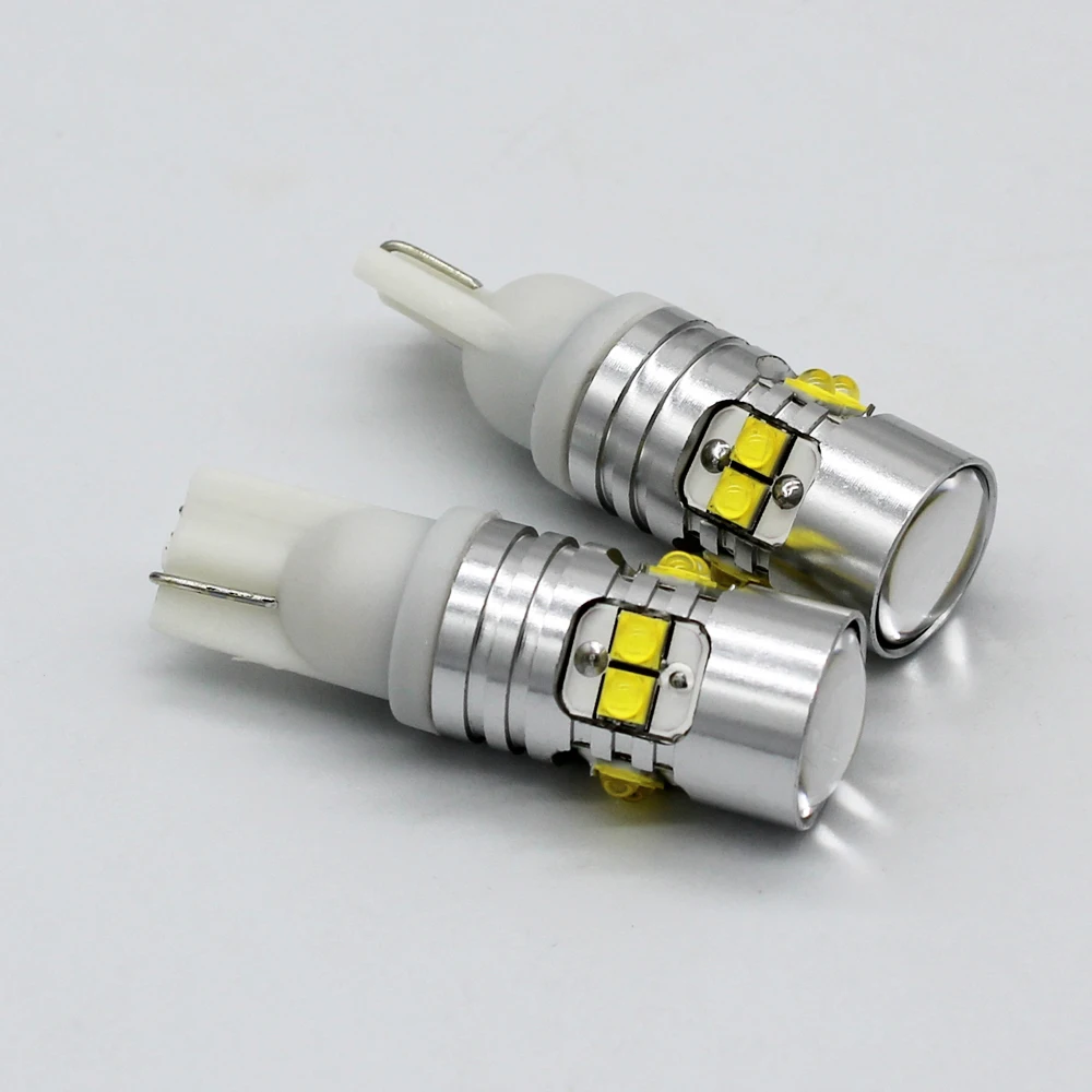 2x T10 194 W5W CREE чип Led белый/желтый 50 Вт с Len проектор Алюминиевый Чехол лампы DRL Автомобильный интерьер обратный источник светильник