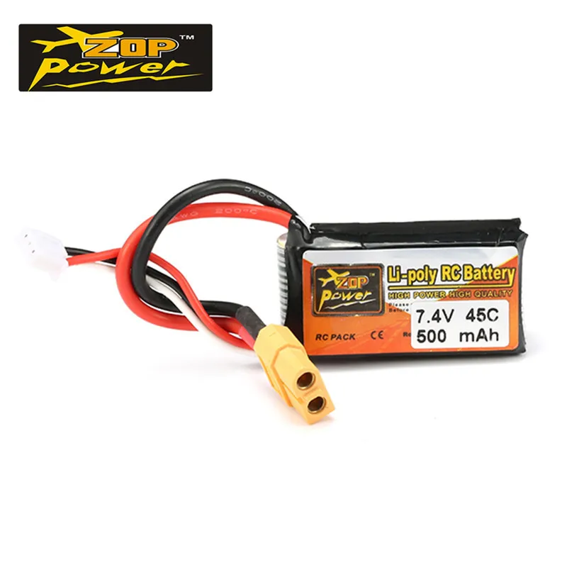 

2018 New Reachargeable Lipo Battery ZOP Power 7.4V 500mAh 45C 2S Lipo Battery XT60 Plug