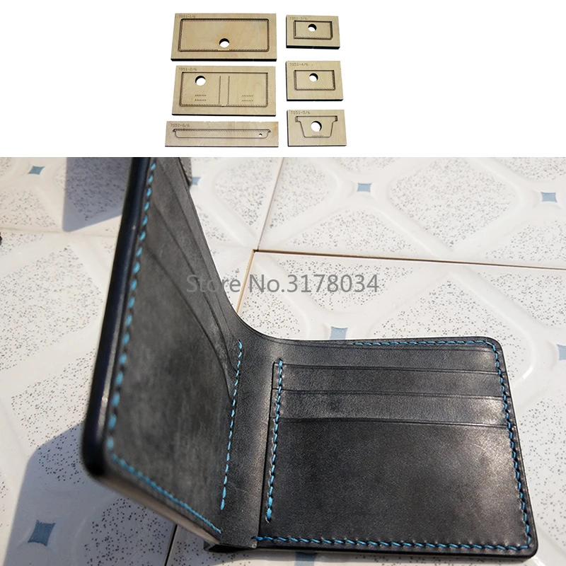 

2019 Japan Steel Blade 6pcs/set DIY leather wallet card holder Wood die cut kinfe mould hand punch template set For Leathercraft