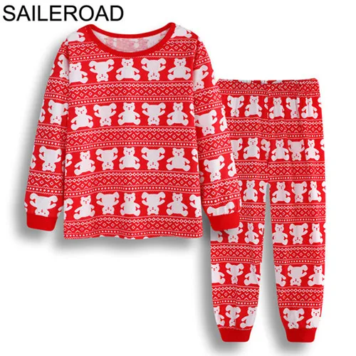 SAILEROAD/рождественские пижамы для детей; детские пижамы с рисунком оленя и лося; теплая одежда для сна; домашняя одежда для детей; комплекты одежды - Цвет: 2234 same picture