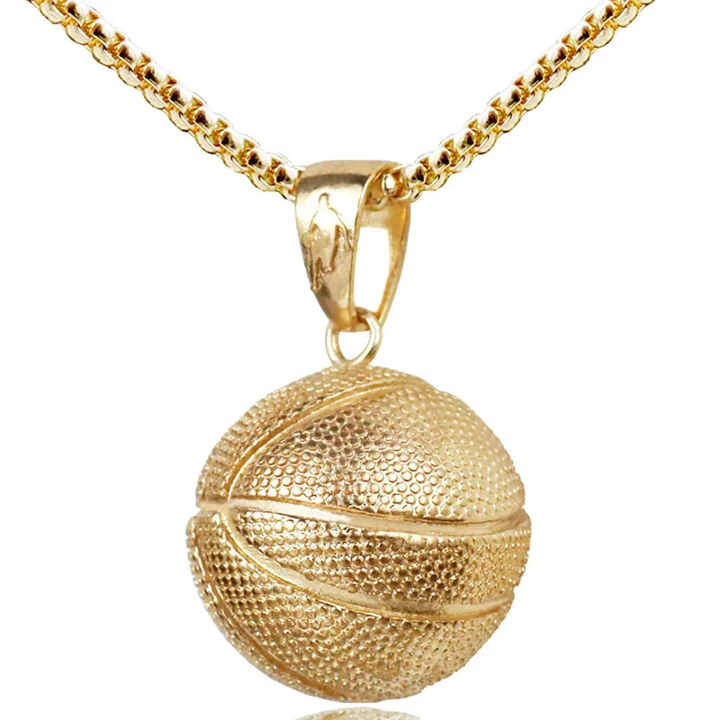3D ожерелье баскетбольное серебряное ожерелье с подвеской в спортивном стиле хип-хоп ювелирное изделие Мужская цепочка из нержавеющей стали для мужчин подарки на день - Окраска металла: Gold basketball