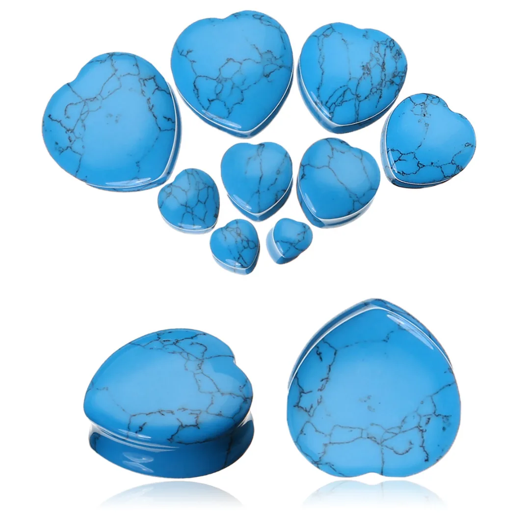 1 Pair Shellhard Heart Shaped Stone Ear Plug Fashion Flesh Tunnel Ear Expander Stretcher For Women Femme Jewelry