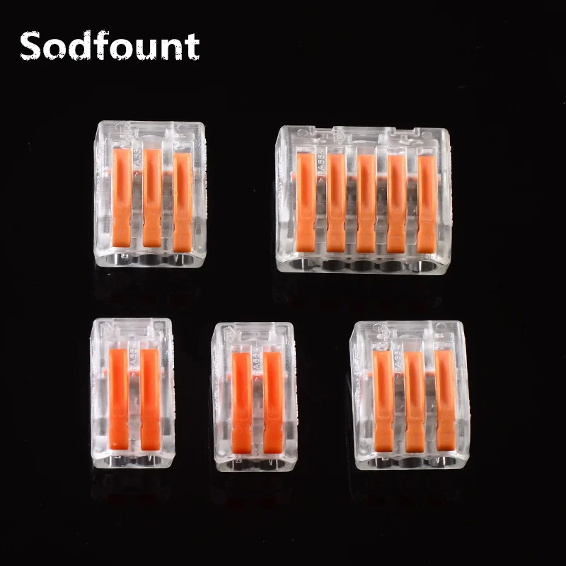 10 шт. прозрачные клеммные колодки с рычагом 412 413/415 мм|wire 5 pins|5 pin wireterminal blocks wire connector