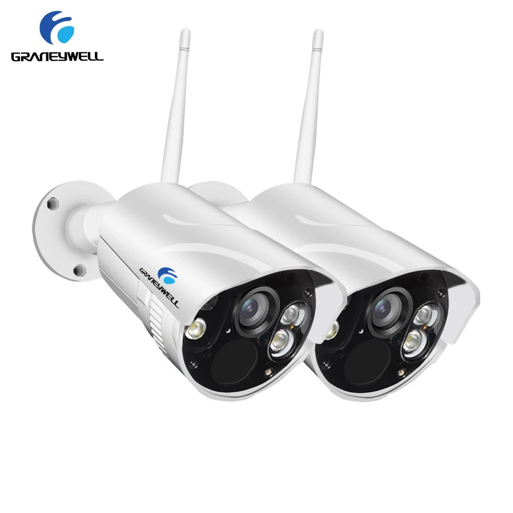 

Graneywell Wifi IP Camera 1080P Smart Color NightVision Outdoor Wireless Weatherproof Indoor Security SD Card Camera(2 packs)