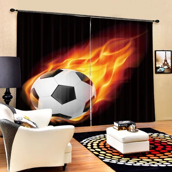 

Football print 3D Blackout Window Curtains For Living room Bedding room Drapes Cortinas Tapestry Wall Carpet Decorative
