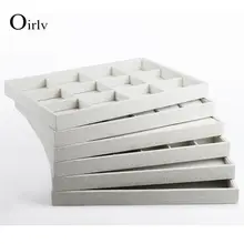 

Oirlv New High Quality Cream-White Linen Ring Earring Storage Countertop Tray Multipurpose Display Holder