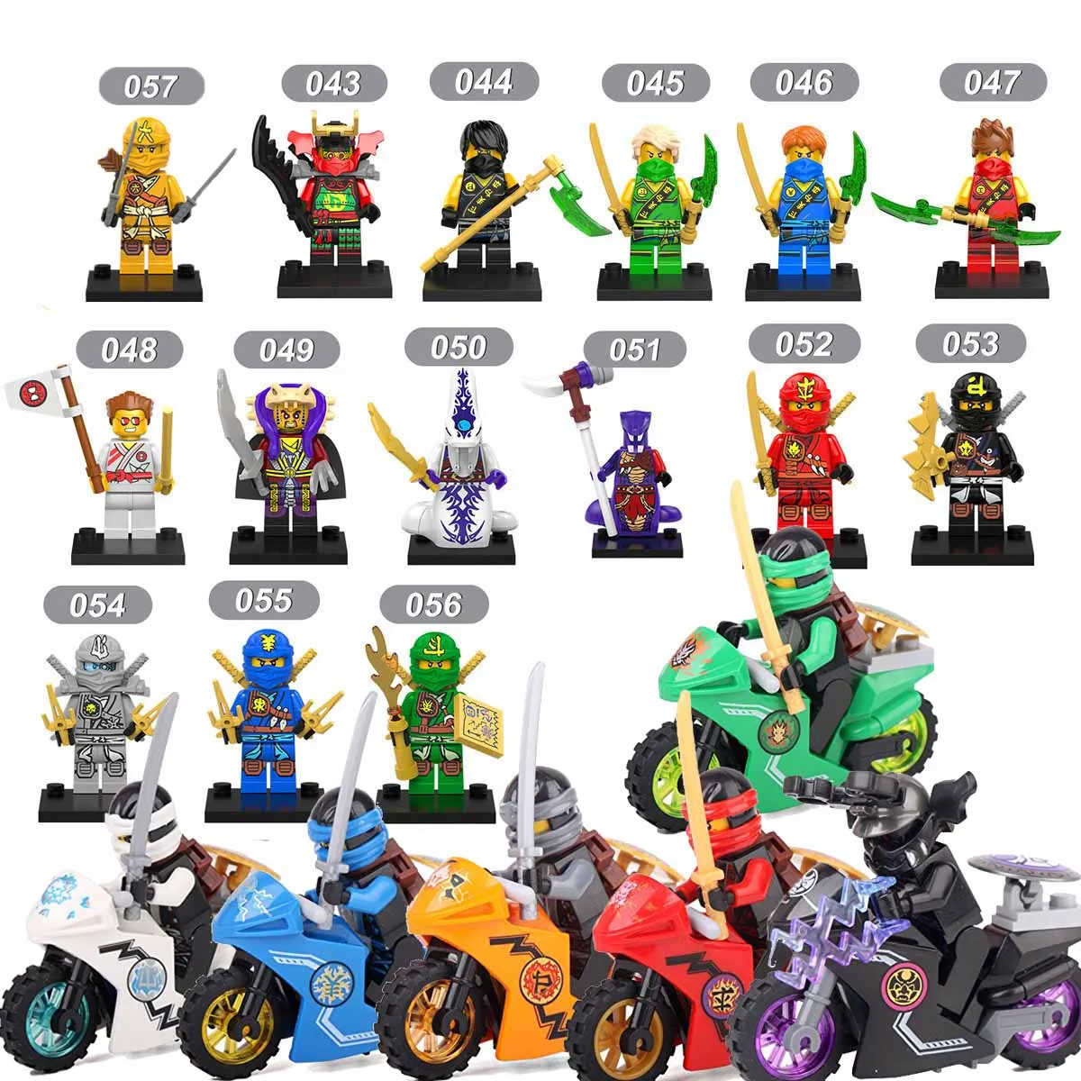 

Compatible With LegoINGLY NinjagoING Motorcycle Mini Blocks Jay Lloyd Skylor Zane Pythor Chen Building Blocks Toys For Children