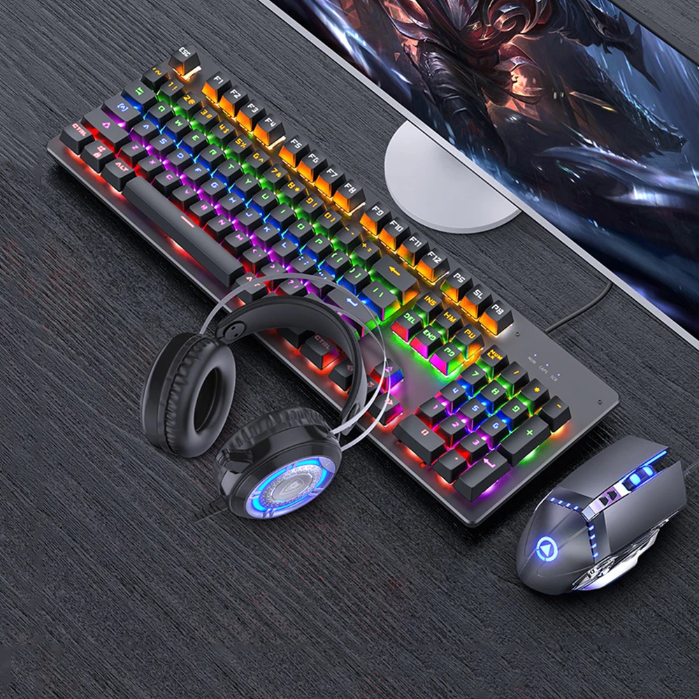 

Wired Backlight Mechanical Gaming Keyboard Mouse Headphones Set Blue/black Switch Special link for buyers