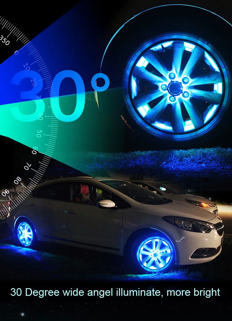 Ярких цветов flash Солнечный свет RGB LED лампа стайлинга автомобилей и установка ступицы колеса обод Прохладный украшения для BMW BENZ VW AUDI TOYOTO