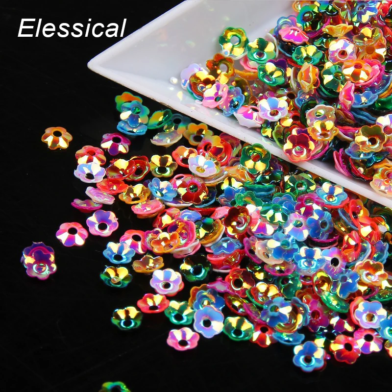 ELESSICAL 10g Holographic Flowers Nails Art Decorations Acrylic Nail