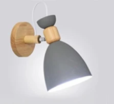 Настенный светильник из дерева Macarons, современный простой прикроватный светильник для спальни в скандинавском стиле, настенный светильник из цельного дерева - Цвет абажура: A Gray