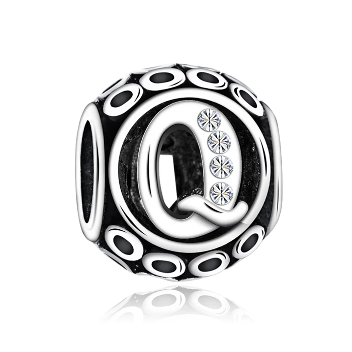 Btuamb Высокое качество Кристалл полый круглый письмо шарм для браслета Pandora браслеты ожерелья для женщин подарок на день рождения DIY ювелирные изделия - Цвет: Style 11