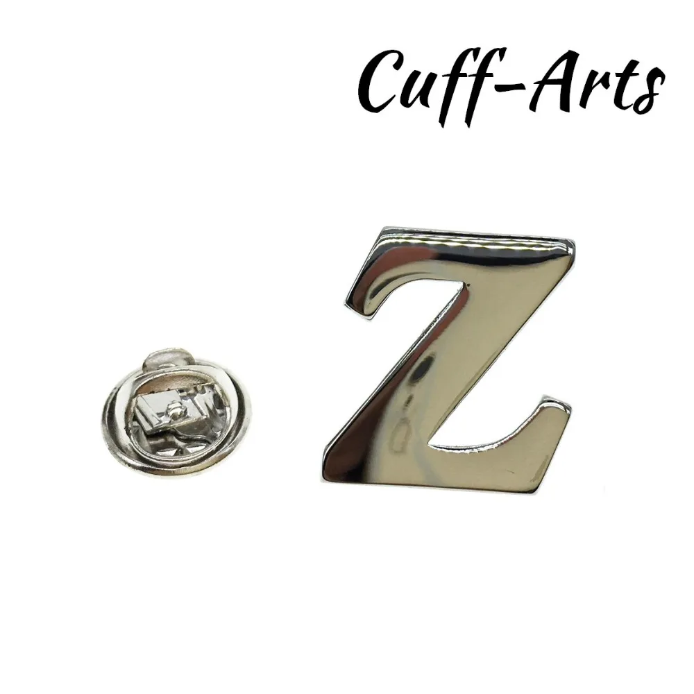 

Cuffarts Z Letter Lapel Pin Badges Matched Cuff Links For Men Name Jewelry Trendy Alphabet Button Cufflinks P10033