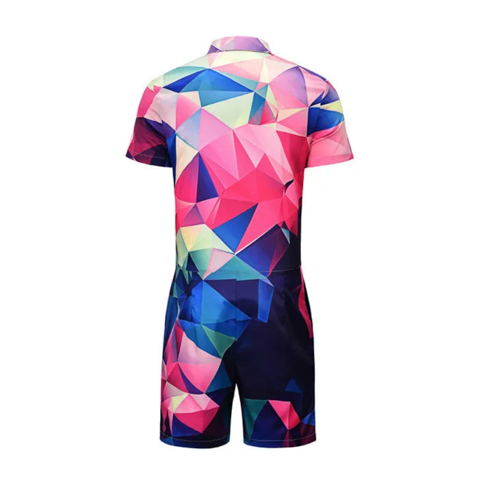 Мужские красочные геометрические печати 3D комбинезоны градиентный клетчатый комбинезон цельный Гавайские рубашки мужские наборы