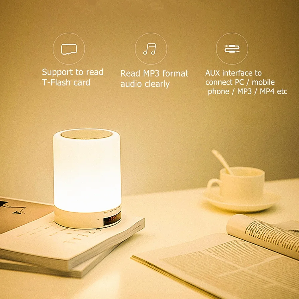 KARRONG Горячая Smart светодиодный настольная лампа Bluetooth Динамик музыкальный плеер сенсорный диммер Спальня Гостиная Алам Динамик BT ночник