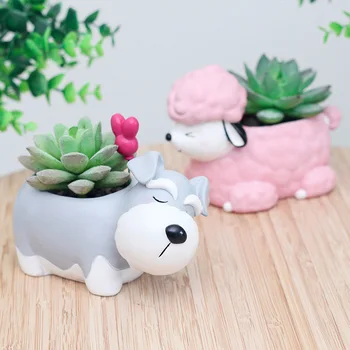 

Creative Flower Pot Cartoon Dog Planter Puppy Resin Planters Pots For Flowers Flower Desktop Macetas Home Garden