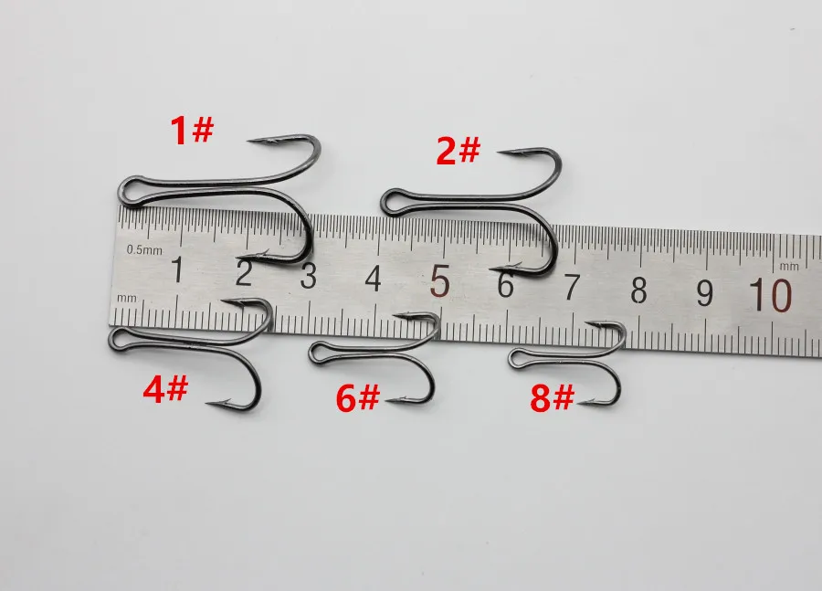 Rompin 50 шт./лот двойной высокоуглеродистой стали Черный рыболовные крючки двойной якорь крюк Морская Рыбалка снасти 9908 РАЗМЕР 8#-1