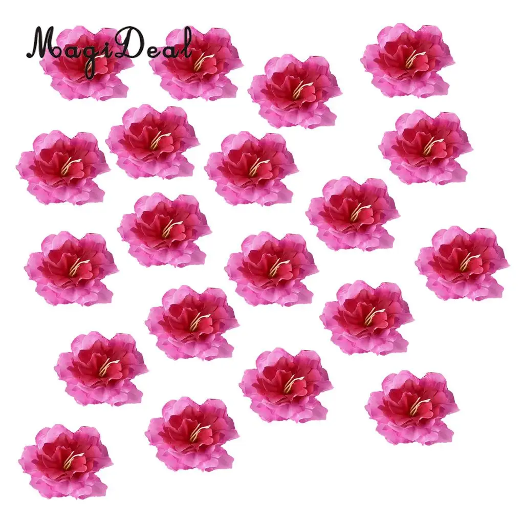 MagiDeal 20pcs Artificial Silk Flower Rose Peony Heads Rose Red Weeding Home Decor Silk Flower Head Artificial Decorations 8cm 