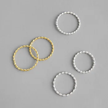 

1.5MM THIN Authentic S925 Sterling Silver FINE Jewelry Golds /White Twist Weave Roped ring adjust TLJ683