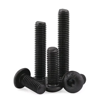 

10Pcs M6 12.9 Grade Black Carbon Steel Oval Pan Round Button Head Inner Hex Hexagon Socket Machine Screw Length 8mm-50mm