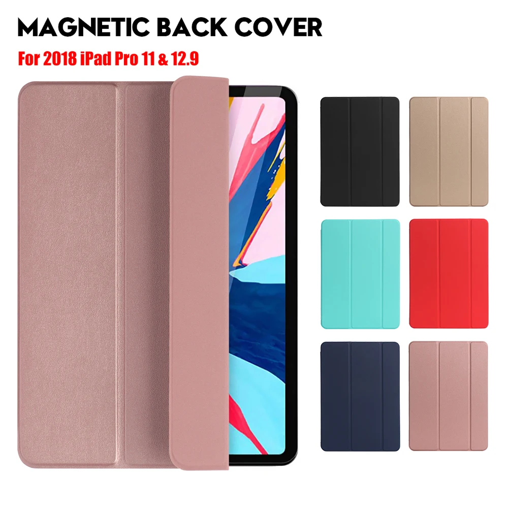 

Ultra Slim Magnetic Tri-Fold Smart Case Support Wireless Charging For Apple Protective Back Cover For 2018 iPad Pro 12.9"