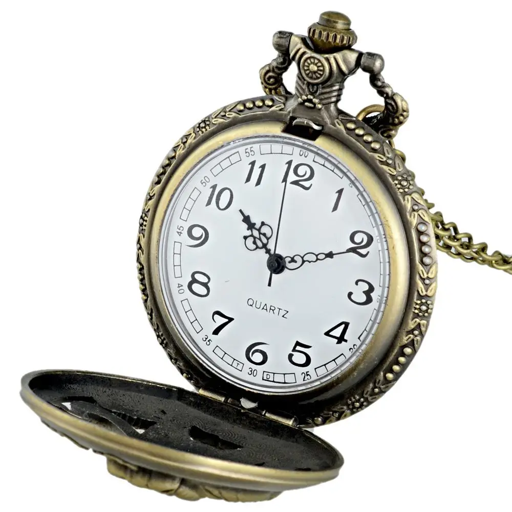 Винтаж бронзовый Тигр Графический кварцевые карманные часы с цепочкой Ретро для мужчин женщин Классическая Подвеска на ожерелье подарок