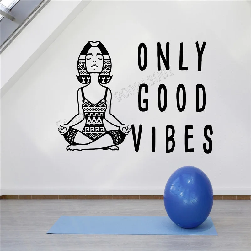 

Art Wall Sticker Yoga Meditation Girl Wall Decoration Vinyl Removeable Mural Room Quotes Poster Beauty Ornament LY236