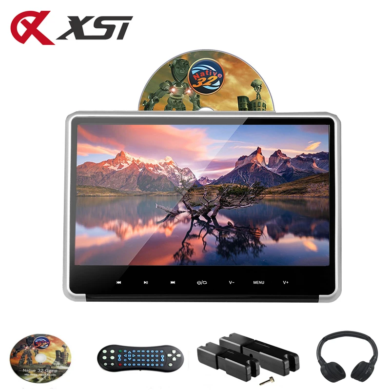  XST 11.6 Inch Silver Car Headrest Monitor IPS Touch Button HD 1080P Video Car DVD Player Support HD