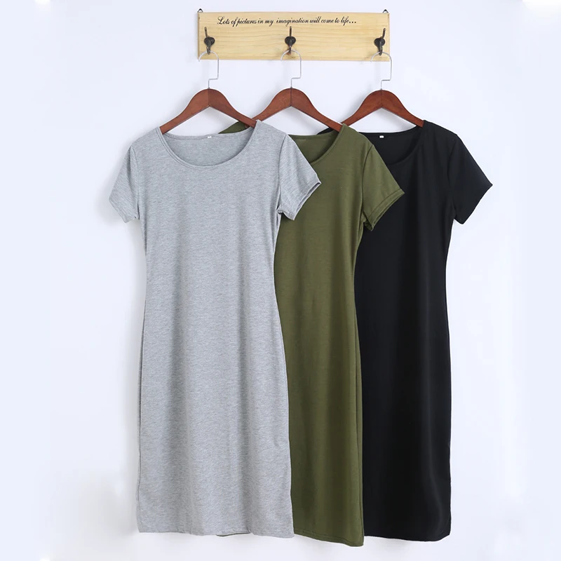 

2019 Fashion Casual Summer Women Dress Elegant Ladies Sexy Solid Short Sleeve Office