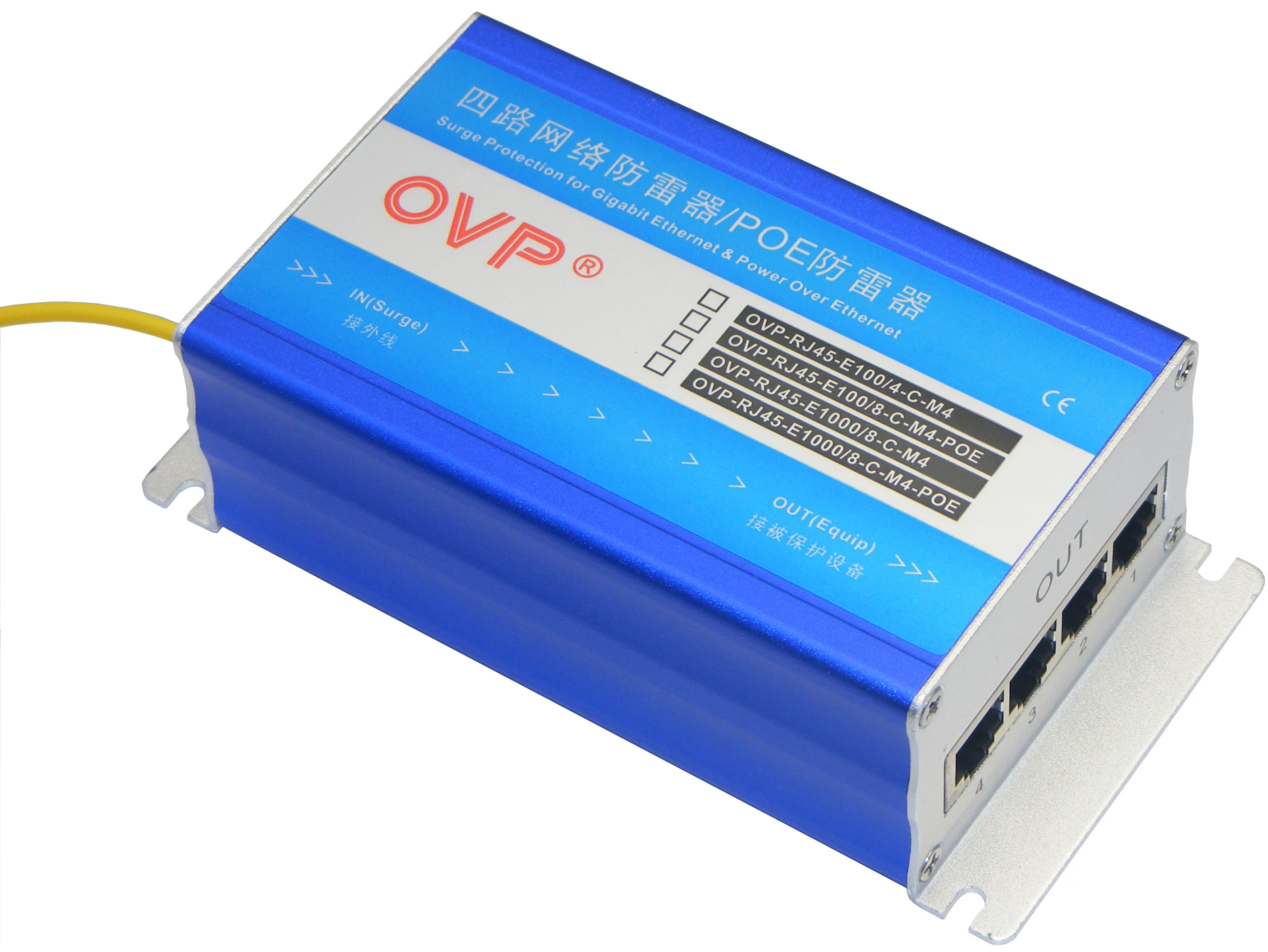 OVP 4 way 100 gigabit network signal lightning arrester 4 port 100