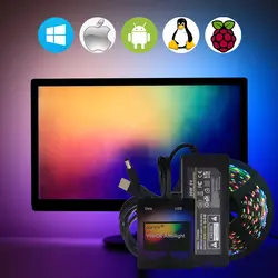 Ambilight цветная (RGB) ws2812b Светодиодные ленты свет Проводная компьютерная HD ТВ настольных ПК Экран тыловая подсветка ws2812 Смарт лента м, 1 м, 2 м, 3