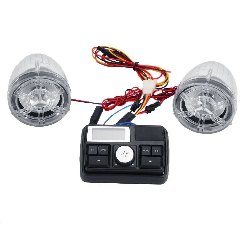 

Partol Wireless Bluetooth Hands-free Motorcycle Audio Kit Multi-color LED Speaker Support MP3 Music From USB SD/TF card