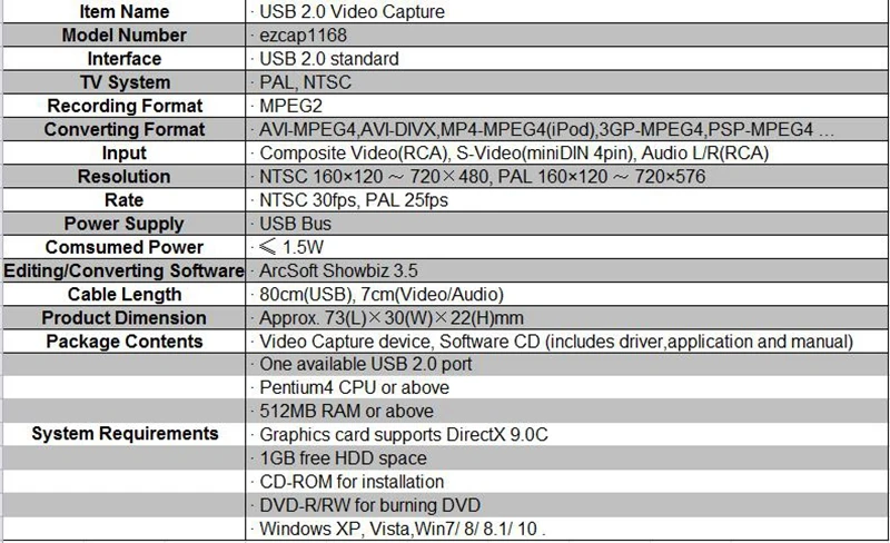 USB Аудио Видео Захват конвертер vhs в DVD захвата карты, конвертировать старые vhs ленты ТВ камеры видео в ПК, Windows 7 8 Win10 и MAC OS