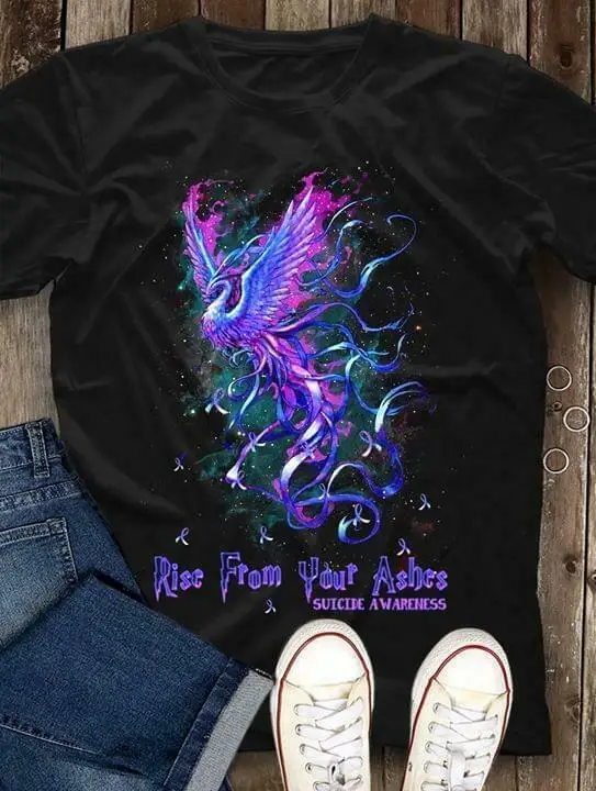 

Rise From Your Ashes Suicide Awareness Men T Shirt Black Cotton S 4Xl