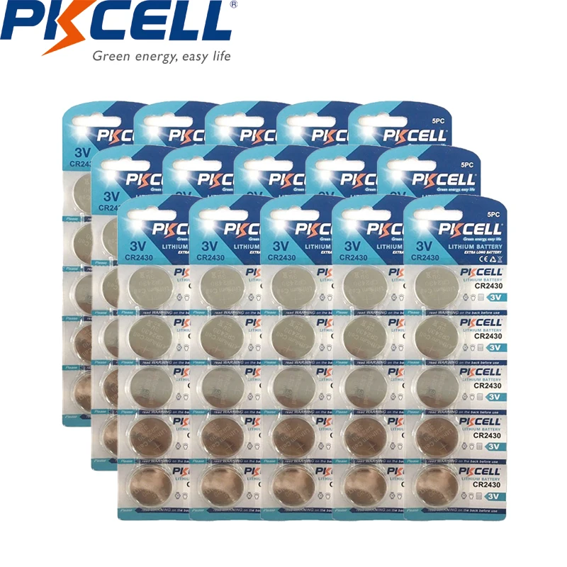 

75pcs /15card CR2430 battery 3v button coins battery lithium batteries replace for DL2430 KECR2430 ECR2430 BR2430 KCR2430
