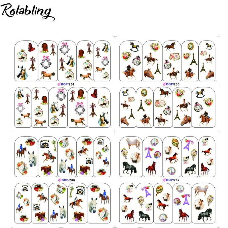 

European Style Horse And Famous Buildings Mixed Series Water Transfer Nail Sticker Manicure Products Nail Paper