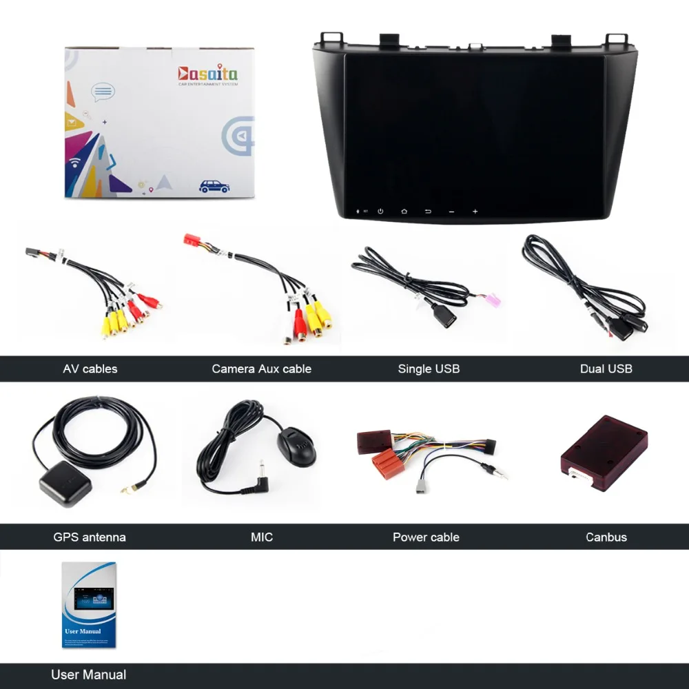 Dasaita 9" Android 7.1 Car GPS Player Navi for Mazda 3 2010 2011 2012 with  2G+16G Quad Core No DVD Stereo Radio Multimedia HDMI -in Car Multimedia  Player ...