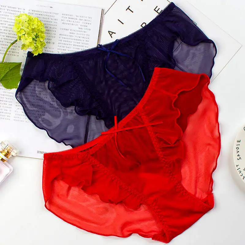 

6PC Women Underwear Panties Sheer Mesh Lingerie Briefs Transparent Low Rise Panties Sexy Ladies Knickers Cotton Crotch Underpant