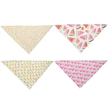 4 шт. нагрудник для домашних животных с мультяшным фруктовым принтом, удобный треугольный слюнявчик для собак, полотенце, шарф, воротник(случайный узор и цвет