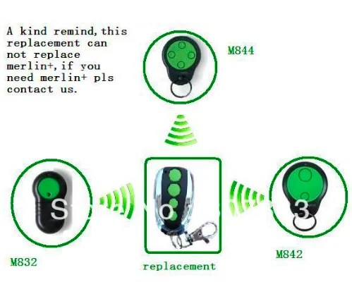 Мерлин Зеленая кнопка M832 M842 M844 двери гаража 230 т 430r запасной пульт дистанционного управления подходящий